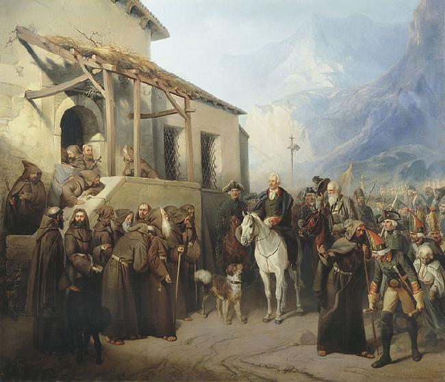 Creator:Adolf Charlemagne. Field Marshal Alexander Suvorov at the top of the St. Gotthard September 13 Sweden oil painting art